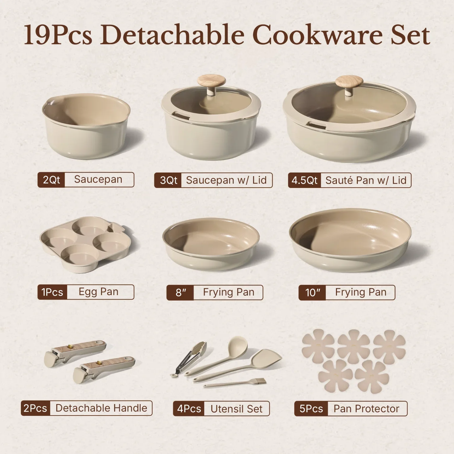 Cashew Detachable Cookware Set - 19 pcs - Image 4